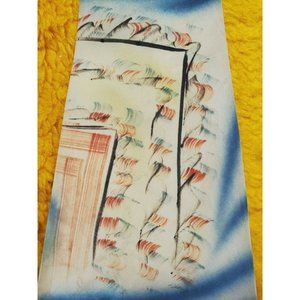1950s HANDPAINTED PENNEY'S TIE ~ BOLD SWING SPACE AGE JAZZ ~ ABSTRACT ART ~ 52"